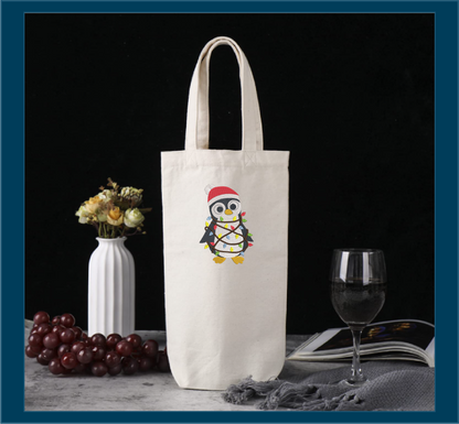 Christmas Penguin Machine Embroidery Design – Penguin Tangled in Christmas Lights, Holiday Embroidery Pattern (1007)