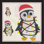 Christmas Penguin Machine Embroidery Design – Penguin Tangled in Christmas Lights, Holiday Embroidery Pattern (1007)