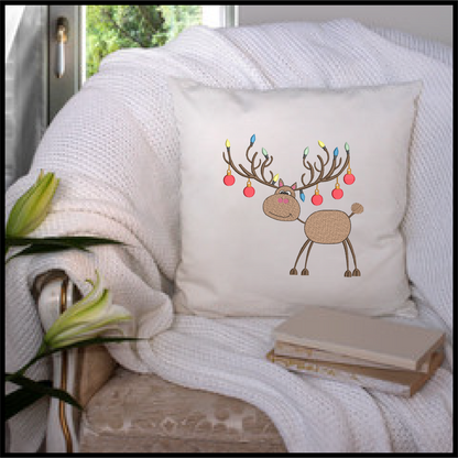 Christmas Reindeer with Ornaments Machine Embroidery Design | Merry Christmas Embroidery | X-Mas Animal Holiday Design | 6 Sizes (0656)