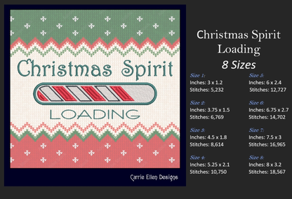 Christmas Spirit Loading Machine Embroidery Design – Holiday Tech Theme, 8 Sizes (1091)