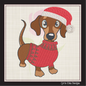 Christmas Dachshund Dog Embroidery Design – Dachshund in Sweater and Santa Hat, 6 Sizes (1090)