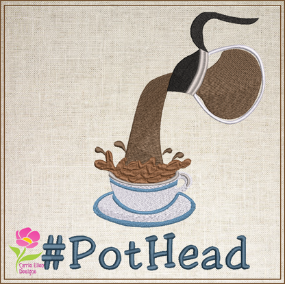 Coffee Embroidery Design – Coffee Pot and Cup Pattern – Coffee Lover Machine Embroidery – 10 Sizes (0169)