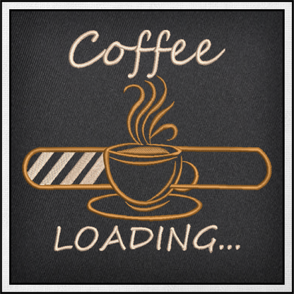 Coffee Loading Machine Embroidery Design | Loading Tech Bar Coffee Pot | Coffee Lover Gift | Hot Coffee Embroidery | 6 Sizes (0632)