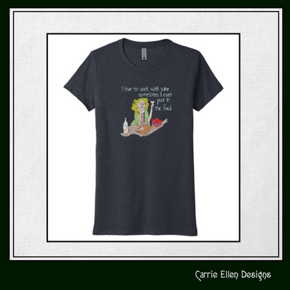 Cooking With Wine Machine Embroidery Design – Funny Kitchen Cartoon Saying – Apron and Chef Gift – 6 Sizes (1496)