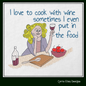 Cooking With Wine Machine Embroidery Design – Funny Kitchen Cartoon Saying – Apron and Chef Gift – 6 Sizes (1496)