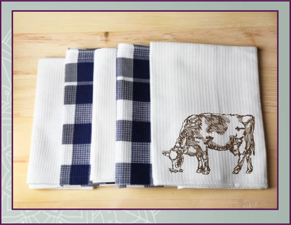 Grazing Cow Machine Embroidery Sketch Design, Farm Animal Line Art Designs, Embroidered  Illustration Animal, 4 Sizes (0436)