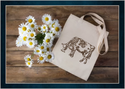 Grazing Cow Machine Embroidery Sketch Design, Farm Animal Line Art Designs, Embroidered  Illustration Animal, 4 Sizes (0436)