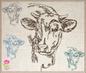 Cow Profile Embroidery Sketch Design – Farm Animal Line Art – Machine Embroidery File, 6 Sizes (0667)