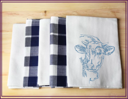 Cow Profile Embroidery Sketch Design – Farm Animal Line Art – Machine Embroidery File, 6 Sizes (0667)