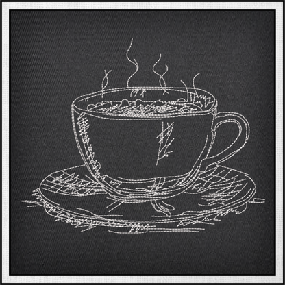 Coffee Cup Sketch Machine Embroidery Design | Espresso Café Line Art | Coffee Lover Gift | 8 Sizes (0633)
