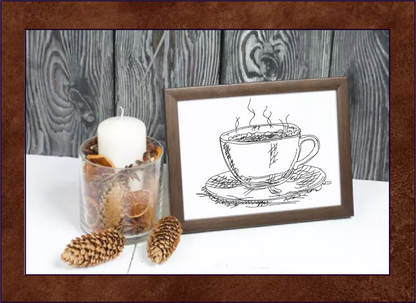 Coffee Cup Sketch Machine Embroidery Design | Espresso Café Line Art | Coffee Lover Gift | 8 Sizes (0633)