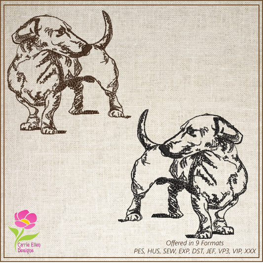 Dachshund Sketch Machine Embroidery Design – Minimalist Dog Pattern for Dog Lovers, 8 Sizes (0490)