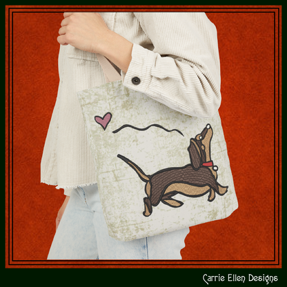 Dachshund Love Machine Embroidery Design | Cute Wiener Dog Heart Stitch File, 6 sizes (4080)