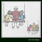 Dad and Kids Machine Embroidery Design – Father’s Day Swing Sketch – 8 Sizes (1372)