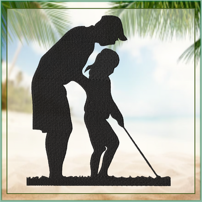 Father Daughter Golf Silhouette Machine Embroidery Design | Golf Lesson Embroidery Pattern | Father's Day Gift Idea | 8 Sizes (0780)