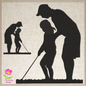 Father Daughter Golf Silhouette Machine Embroidery Design | Golf Lesson Embroidery Pattern | Father's Day Gift Idea | 8 Sizes (0780)