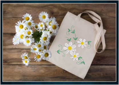 Daisies Machine Embroidery Design | Garden Flowers & Floral Bouquet Pattern | Botanical Embroidery | 6 Sizes (0594)