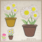Daisy Machine Embroidery Design – Potted Plant Flower Embroidery – 6 Sizes (0246)