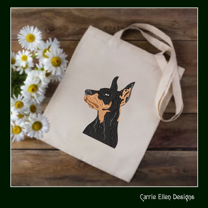 Doberman Pinscher Profile Machine Embroidery Design – Dog Lover Pattern – 6 Sizes (1404)
