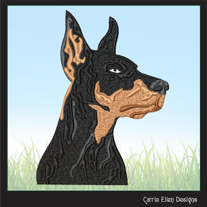 Doberman Pinscher Profile Machine Embroidery Design – Dog Lover Pattern – 6 Sizes (1404)