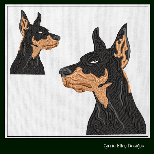 Doberman Pinscher Profile Machine Embroidery Design – Dog Lover Pattern – 6 Sizes (1404)