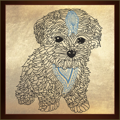 Abstract Line Art Dog Machine Embroidery Design | Mandala Style Puppy Pet Design, 4 Sizes (0425)