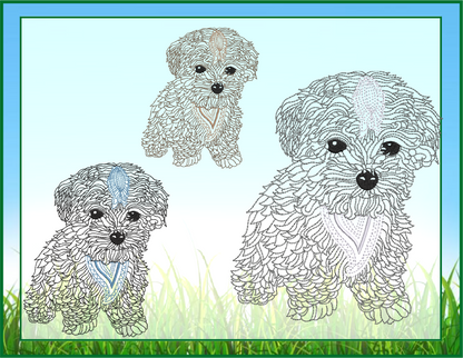 Abstract Line Art Dog Machine Embroidery Design | Mandala Style Puppy Pet Design, 4 Sizes (0425)