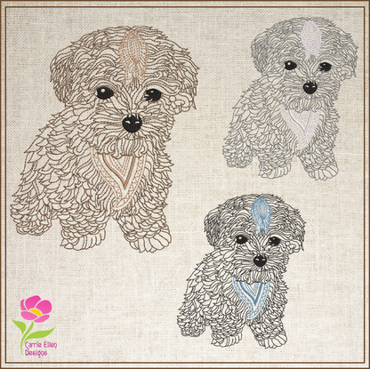 Abstract Line Art Dog Machine Embroidery Design | Mandala Style Puppy Pet Design, 4 Sizes (0425)