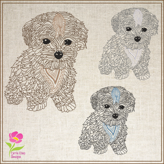 Abstract Line Art Dog Machine Embroidery Design | Mandala Style Puppy Pet Design, 4 Sizes (0425)