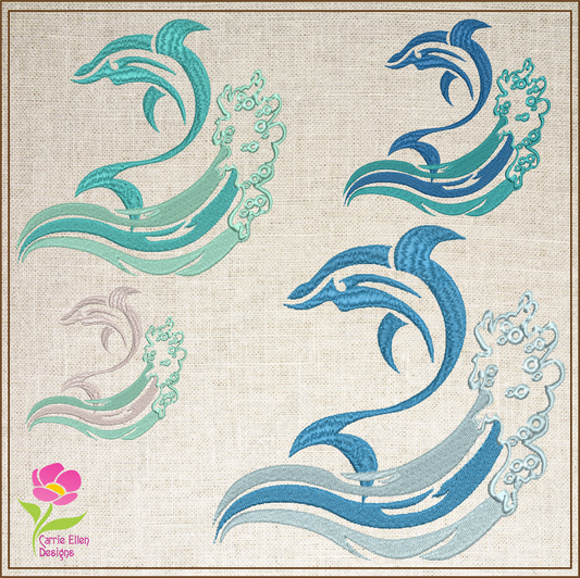 Dolphin Machine Embroidery Design, Bottlenose Dolphin Embroidery Pattern, Jumping Dolphin Design, 6 Sizes (0354)
