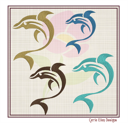 Dolphin Machine Embroidery Design | Bottlenose Dolphin Jumping Embroidery Pattern | 8 Sizes (0847)