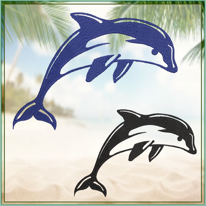 Dolphin Machine Embroidery Design | Bottlenose Dolphin Jumping Embroidery Pattern | 8 Sizes (0848)