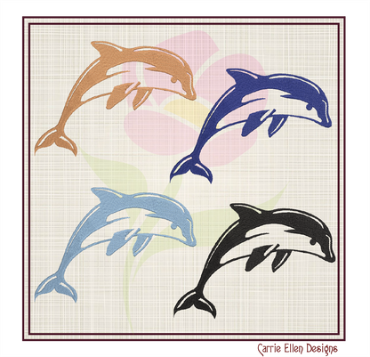 Dolphin Machine Embroidery Design | Bottlenose Dolphin Jumping Embroidery Pattern | 8 Sizes (0848)