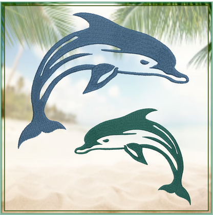 Dolphin Machine Embroidery Design | Jumping Bottlenose Dolphin Embroidery Pattern | 8 Sizes (0850)
