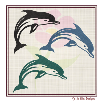 Dolphin Machine Embroidery Design | Jumping Bottlenose Dolphin Embroidery Pattern | 8 Sizes (0850)