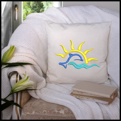 Dolphin Sunrise Machine Embroidery Design | Bottlenose Dolphin Pattern | Jumping Dolphin Embroidery | 6 Sizes (0696)