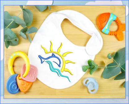 Dolphin Sunrise Machine Embroidery Design | Bottlenose Dolphin Pattern | Jumping Dolphin Embroidery | 6 Sizes (0696)