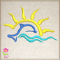 Dolphin Sunrise Machine Embroidery Design | Bottlenose Dolphin Pattern | Jumping Dolphin Embroidery | 6 Sizes (0696)