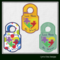 Autism Door Knob Hanger Machine Embroidery Design, Love Needs No Words Puzzle Heart, In The Hoop Machine Embroidery Project (1473)