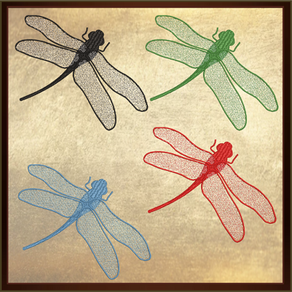 Dragonfly Machine Embroidery Design | Insect Embroidery Pattern | Garden Dragonflies & Bees Embroidery | 6 Sizes (0546)
