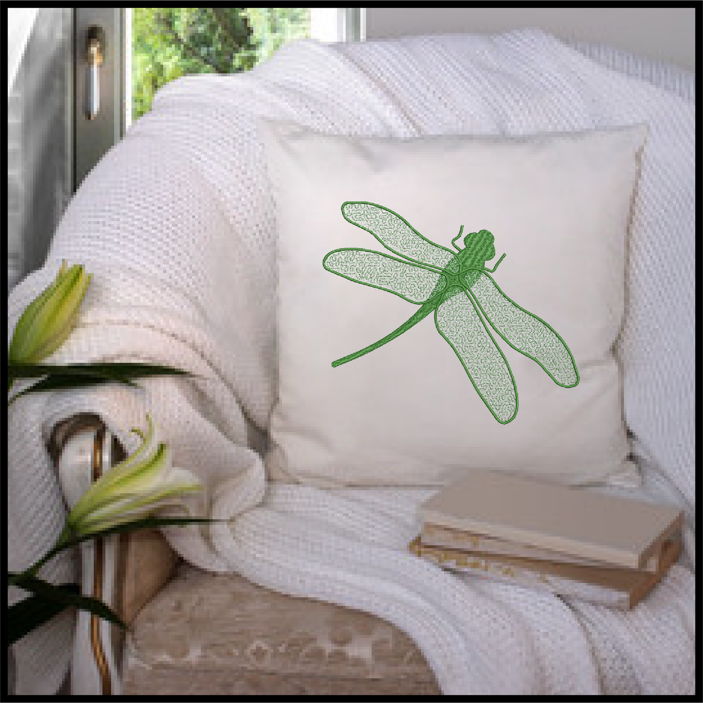 Dragonfly Machine Embroidery Design | Insect Embroidery Pattern | Garden Dragonflies & Bees Embroidery | 6 Sizes (0546)