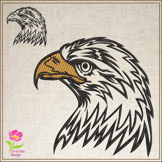Eagle Machine Embroidery Design | American Bald Eagle Head Pattern | Patriotic Embroidery Design | 8 Sizes (0601)
