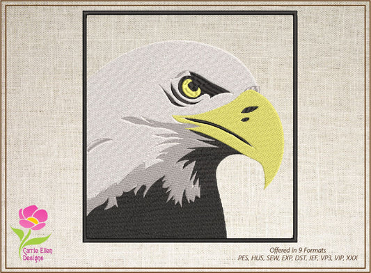 Eagle Machine Embroidery Design | American Bald Eagle Head Pattern | Patriotic Embroidery Design | 8 Sizes (0602)