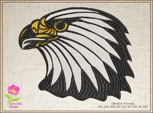 Eagle Machine Embroidery Design | American Bald Eagle Head Pattern | Patriotic Embroidery Design | 10 Sizes (0605)