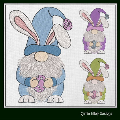 Gnome Easter Bunny Machine Embroidery Design – Holiday Easter Egg Bunny – 6 Sizes (1385)