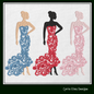 Elegant Ball Gown Machine Embroidery Design – Woman in Lace Dress, Elegant Lady Silhouette, 6 Sizes (1237)