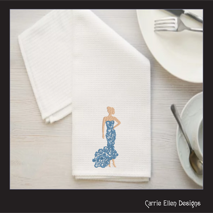Elegant Ball Gown Machine Embroidery Design – Woman in Lace Dress, Elegant Lady Silhouette, 6 Sizes (1237)
