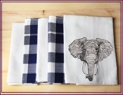 Elephant Head Machine Embroidery Sketch Design – Safari Animal Line Art Pattern, Large Land Animal, 6 Size (0521)