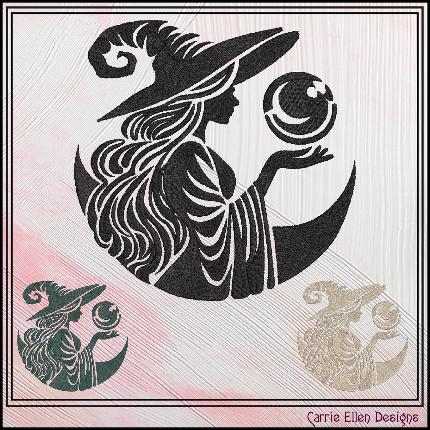 Enchanting Witch Machine Embroidery Design Halloween Digital Download File,  6 Sizes (4283)