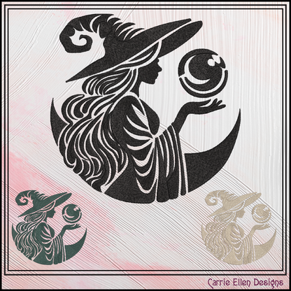 Enchanting Witch Machine Embroidery Design Halloween Digital Download File,  6 Sizes (4283)